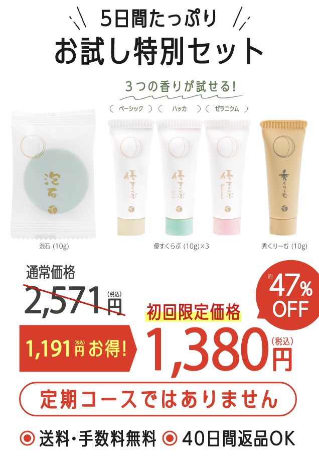 あきゅらいずの5日間お試しセットキャンペーンは47%OFF